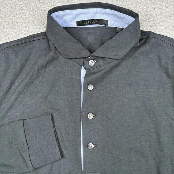 Greyson Other - Greyson Polo Shirt Men’s M Gray Performance Stretch Long Sleeve Golf Logo